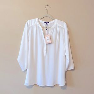 NYDJ 3/4 Sleeve Perfect Blouse Optic White XL NWT